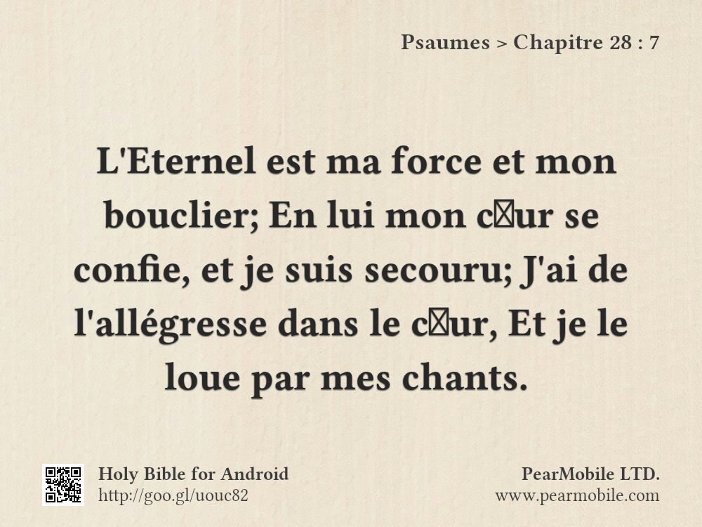 Psaumes, Chapitre 28:7